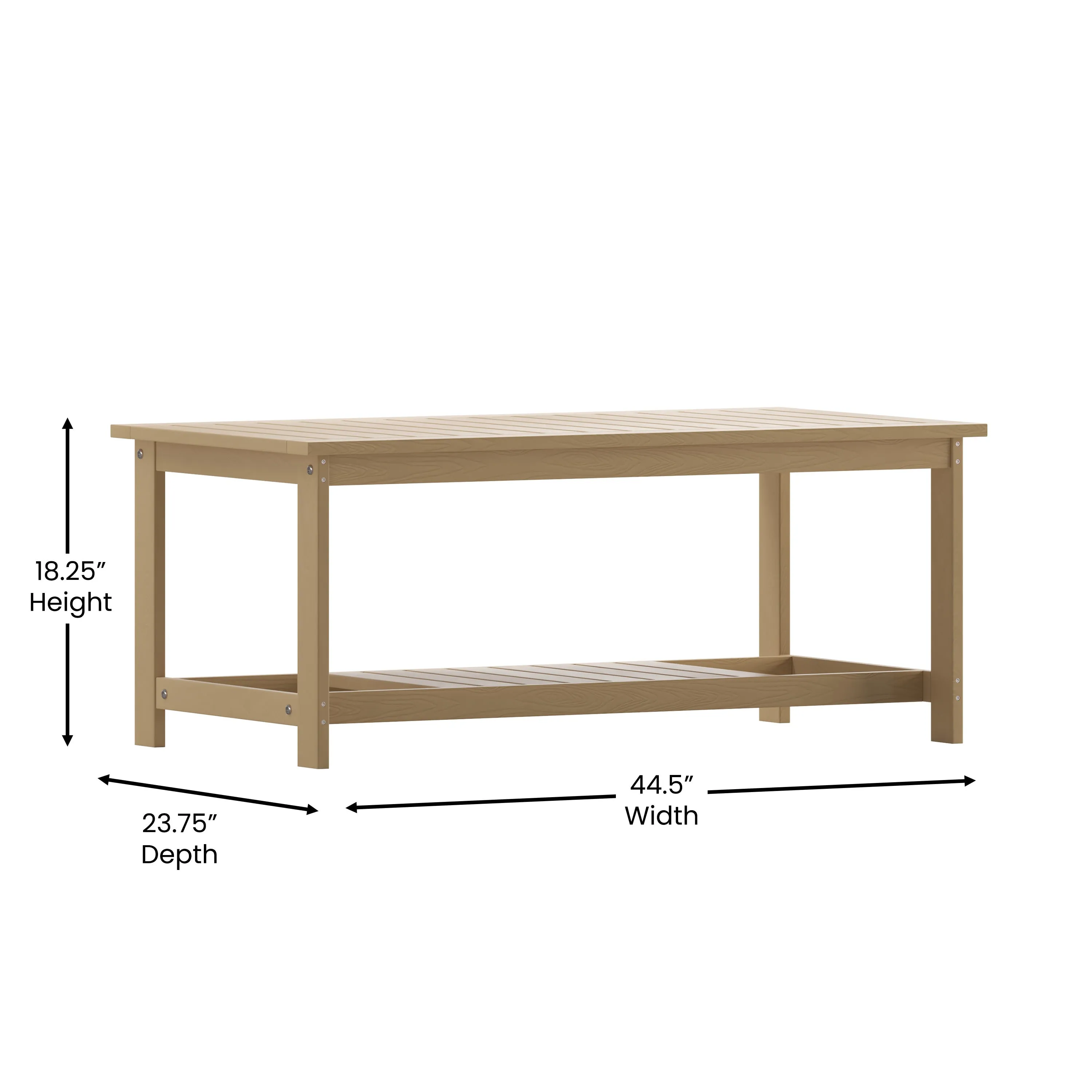 Charlestown All-Weather Poly Resin Wood Two Tiered Commercial Grade Adirondack Slatted Coffee Conversation Table