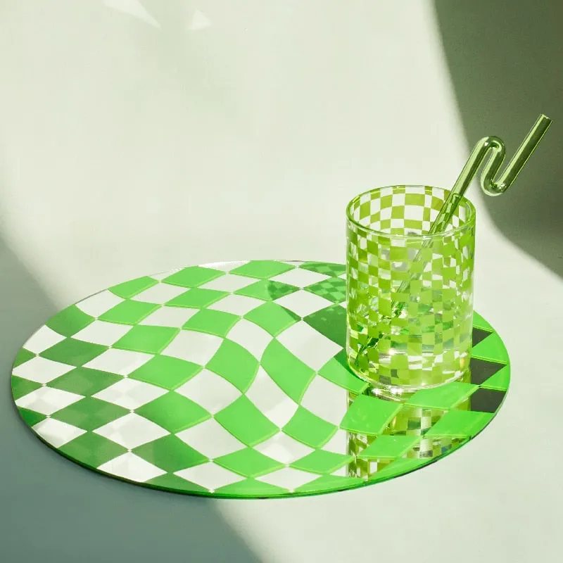 Checkered Splash Mirrored Tray