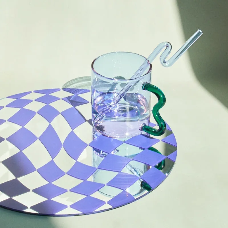 Checkered Splash Mirrored Tray