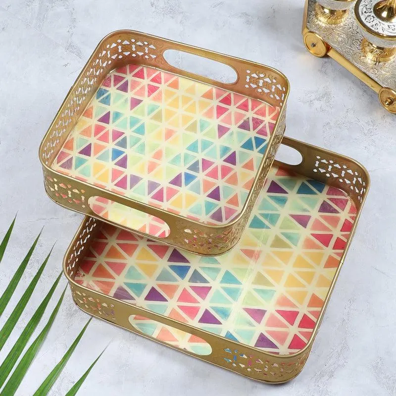 Chromo Triangles Serving Tray - Set Of Two