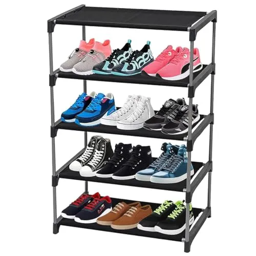 Confiado 5 layer shoe rack metal cloths shelf rack for shoe mutipurpose