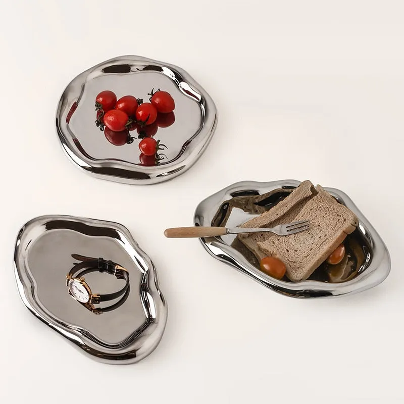 Cookies & Chrome Plated Ceramic Tray & Dish