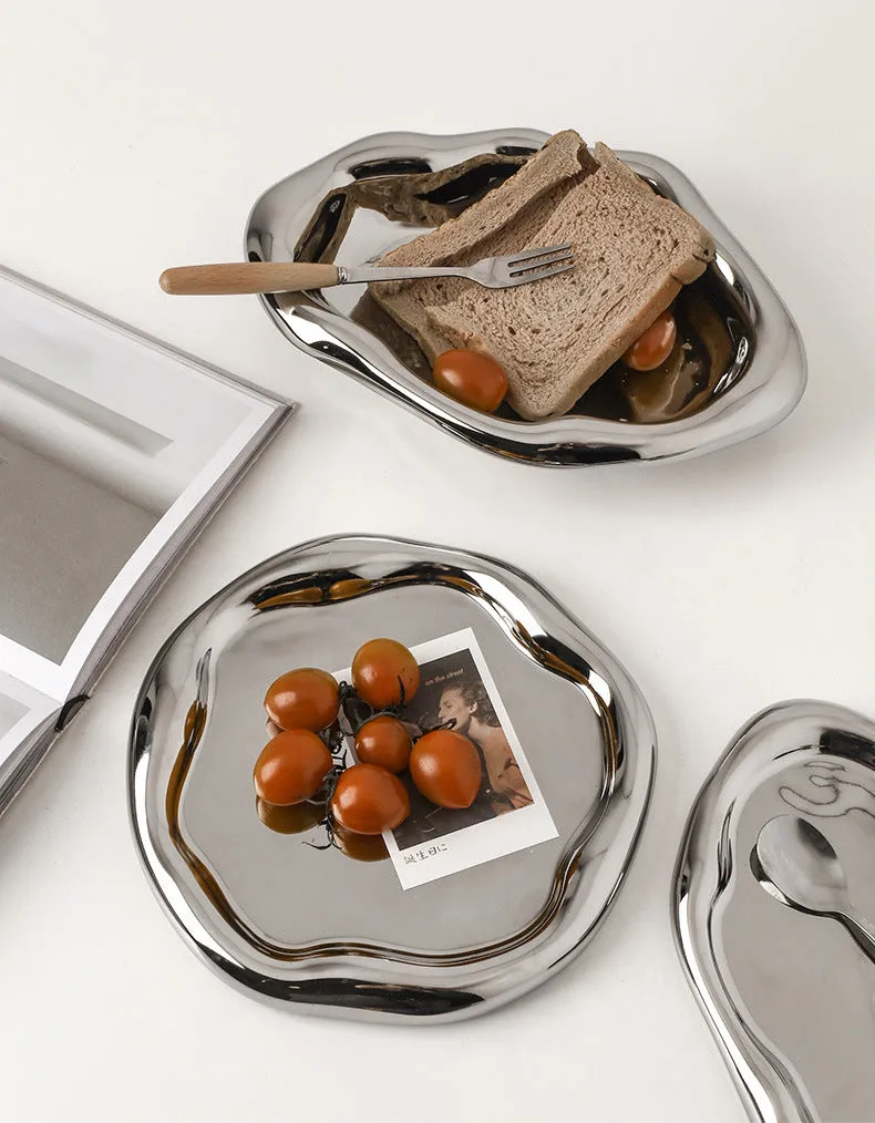 Cookies & Chrome Plated Ceramic Tray & Dish