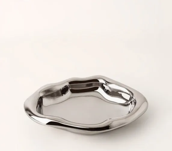 Cookies & Chrome Plated Ceramic Tray & Dish