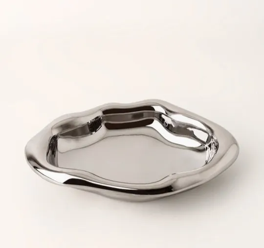 Cookies & Chrome Plated Ceramic Tray & Dish