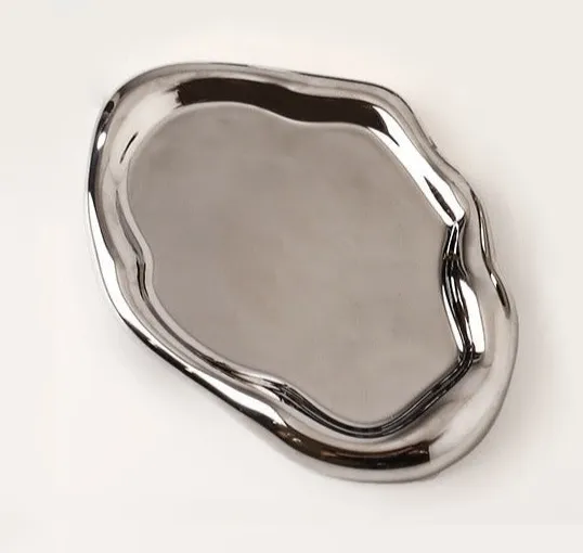 Cookies & Chrome Plated Ceramic Tray & Dish