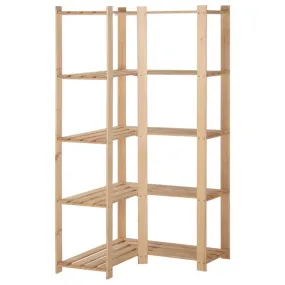 Corner Bookshelves: 5-Tier Solid Pinewood Rack