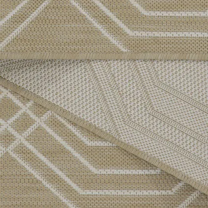 Cream Modern Geometric Outdoor Rug - Basata