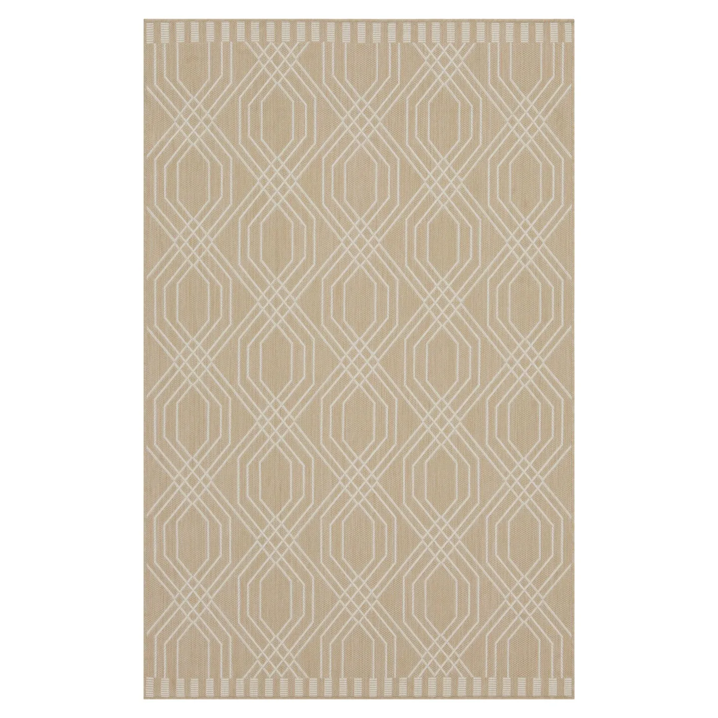 Cream Modern Geometric Outdoor Rug - Basata