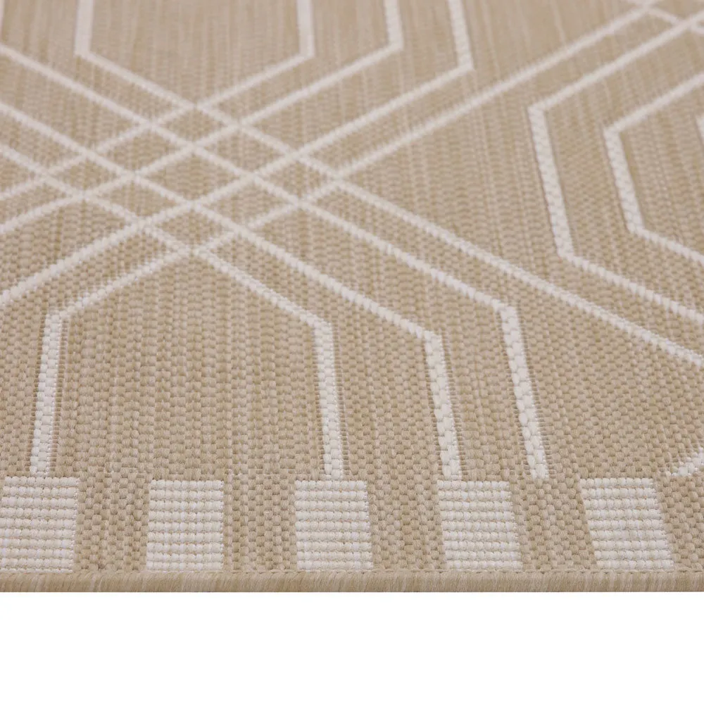 Cream Modern Geometric Outdoor Rug - Basata