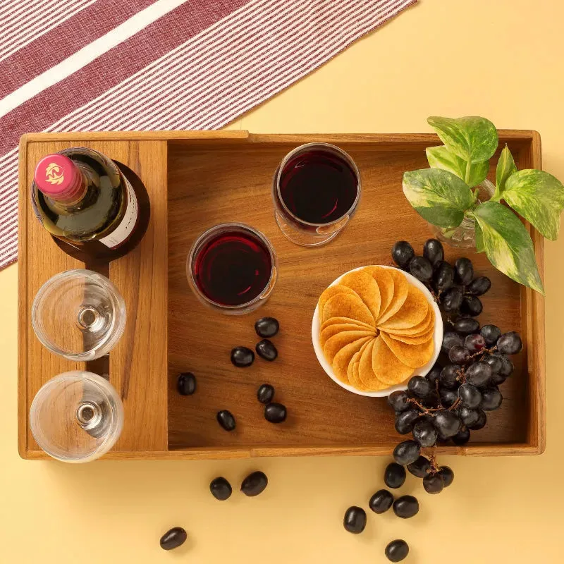 Cresta Wine Serving Tray  |  Teak Wood