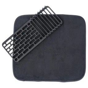 Dish Drying Mat with Rack (Black)