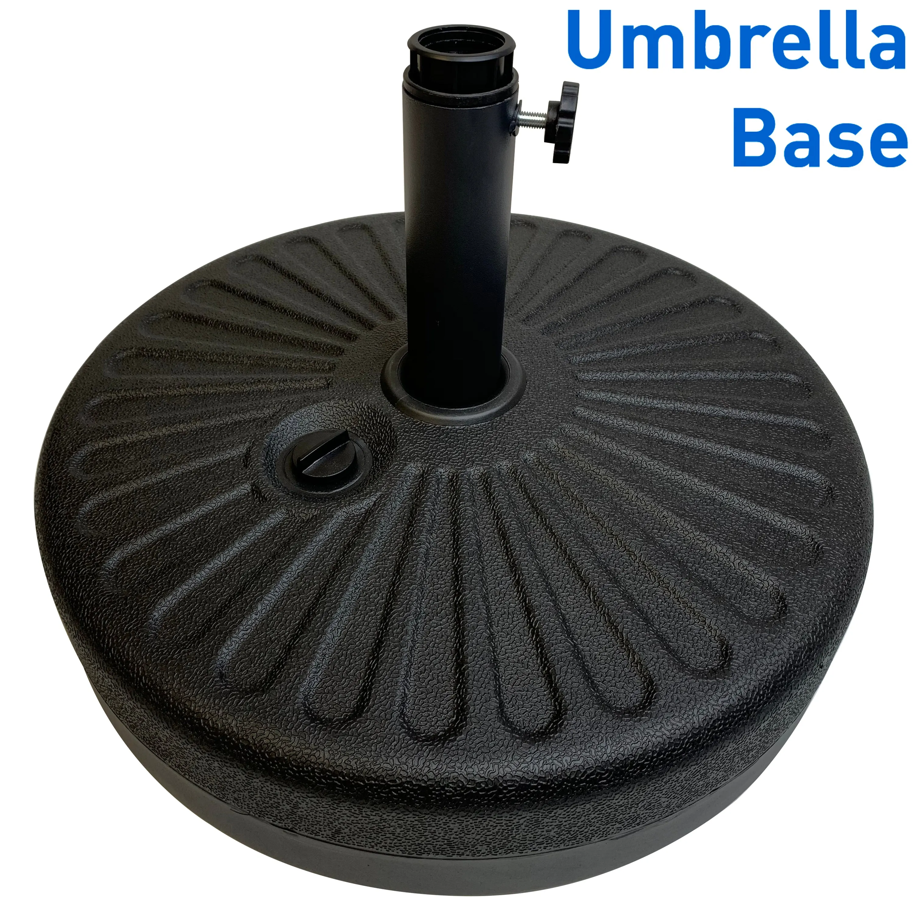 EasyGo Round Umbrella Base Weight – Black Finish –50 Pound Water or Sand Weighted Plastic Universal Stand