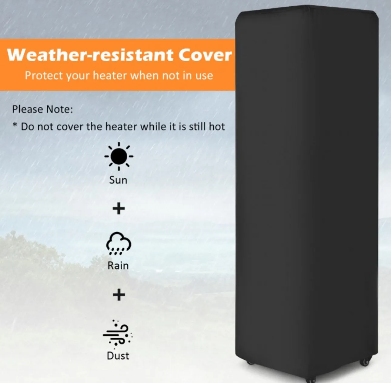 Elegant Heavy Duty Powerful 41,000 BTU Outdoor Propane Patio Heater With Metal Hood | Flameout Protection | Waterproof Cover