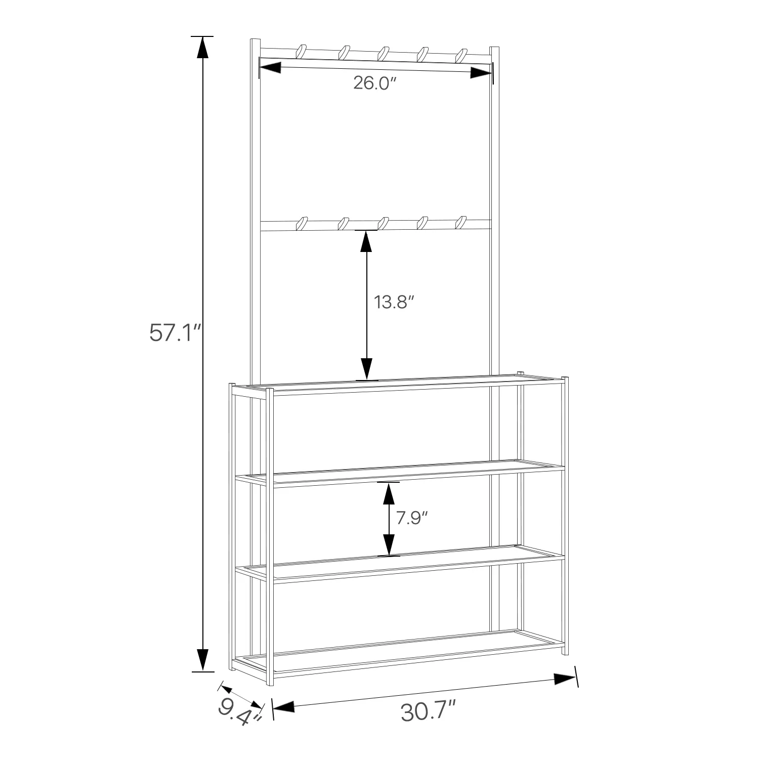 Entryway Coat Rack - with Accessories Storage Shelves - Natural