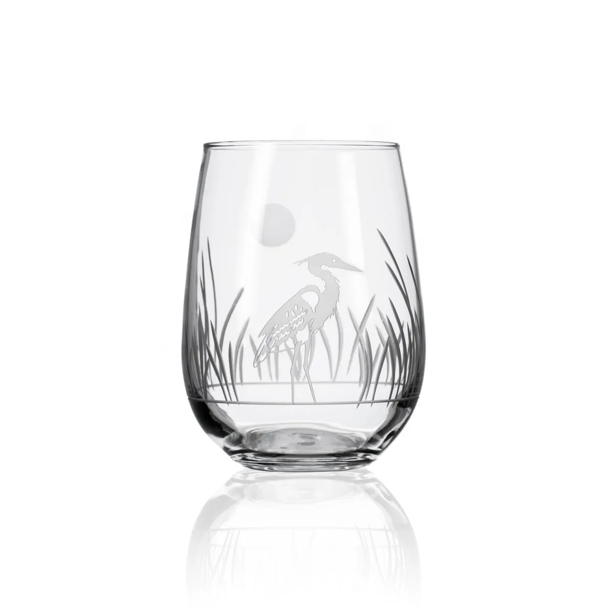 Etched Stemless Wine Glass