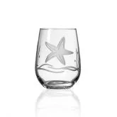 Etched Stemless Wine Glass