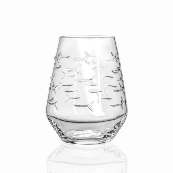 Etched Stemless Wine Glass