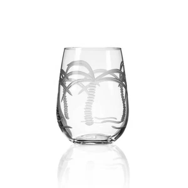 Etched Stemless Wine Glass