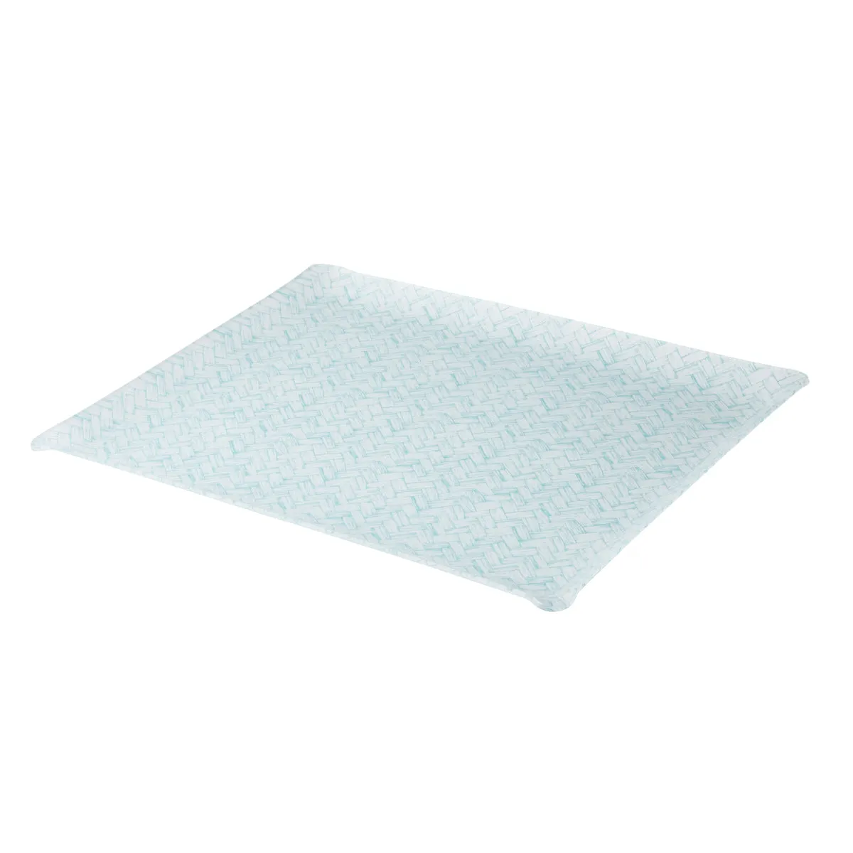 Fabric Tray Large Basketweave Aqua