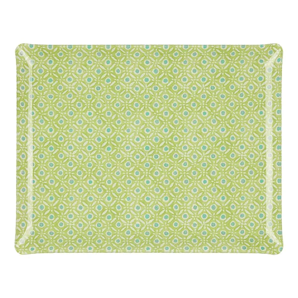 Fabric Tray Large Batik Dots Green/Aqua