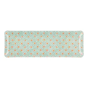 Fabric Tray Oblong Batik Dot Aqua/Coral