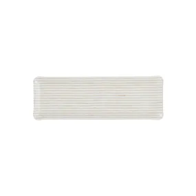 Fabric Tray Oblong Stripe Beige and White