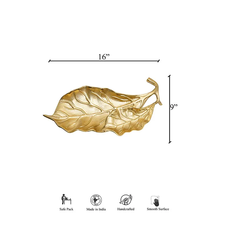 Fiddle Leaf Metal Platter - Gold