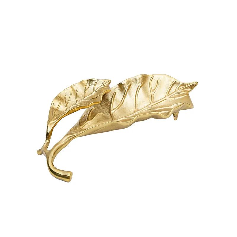 Fiddle Leaf Metal Platter - Gold