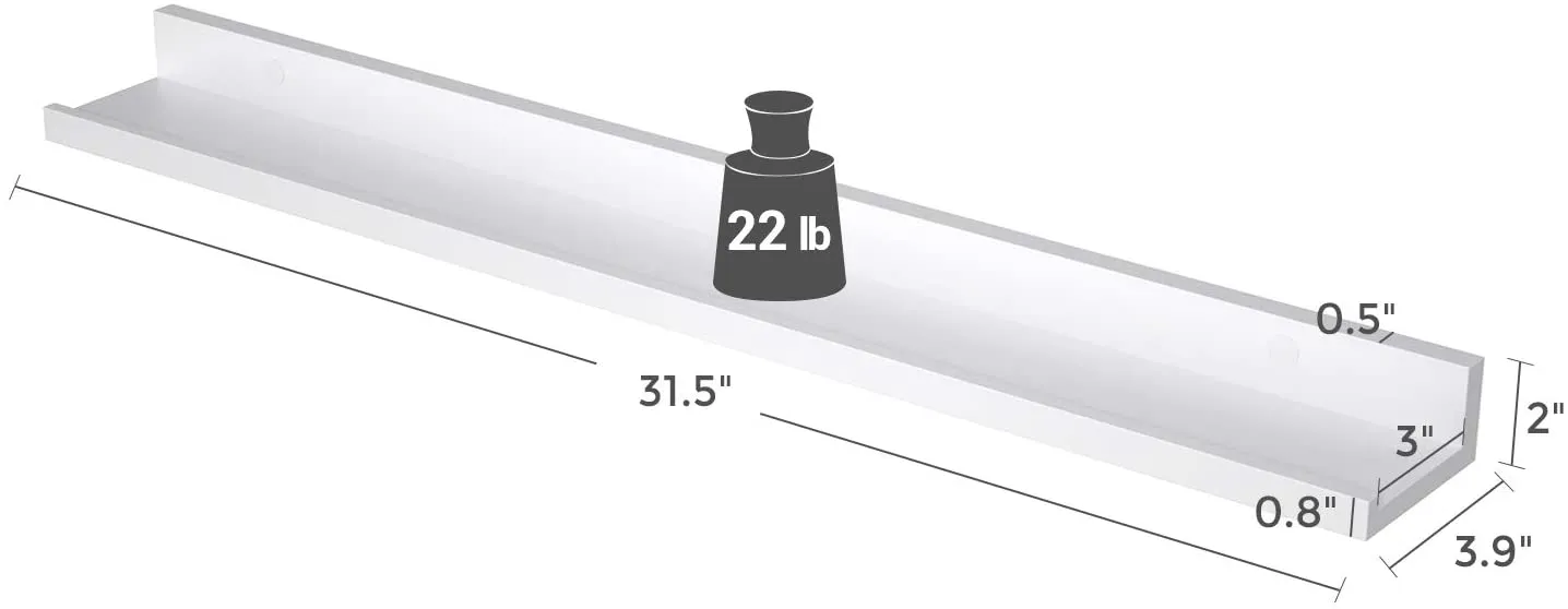 Floating Shelves Set of 2, Wall Shelves Ledge 31.5 x 3.9 Inches with Front Edge, for Picture Frames