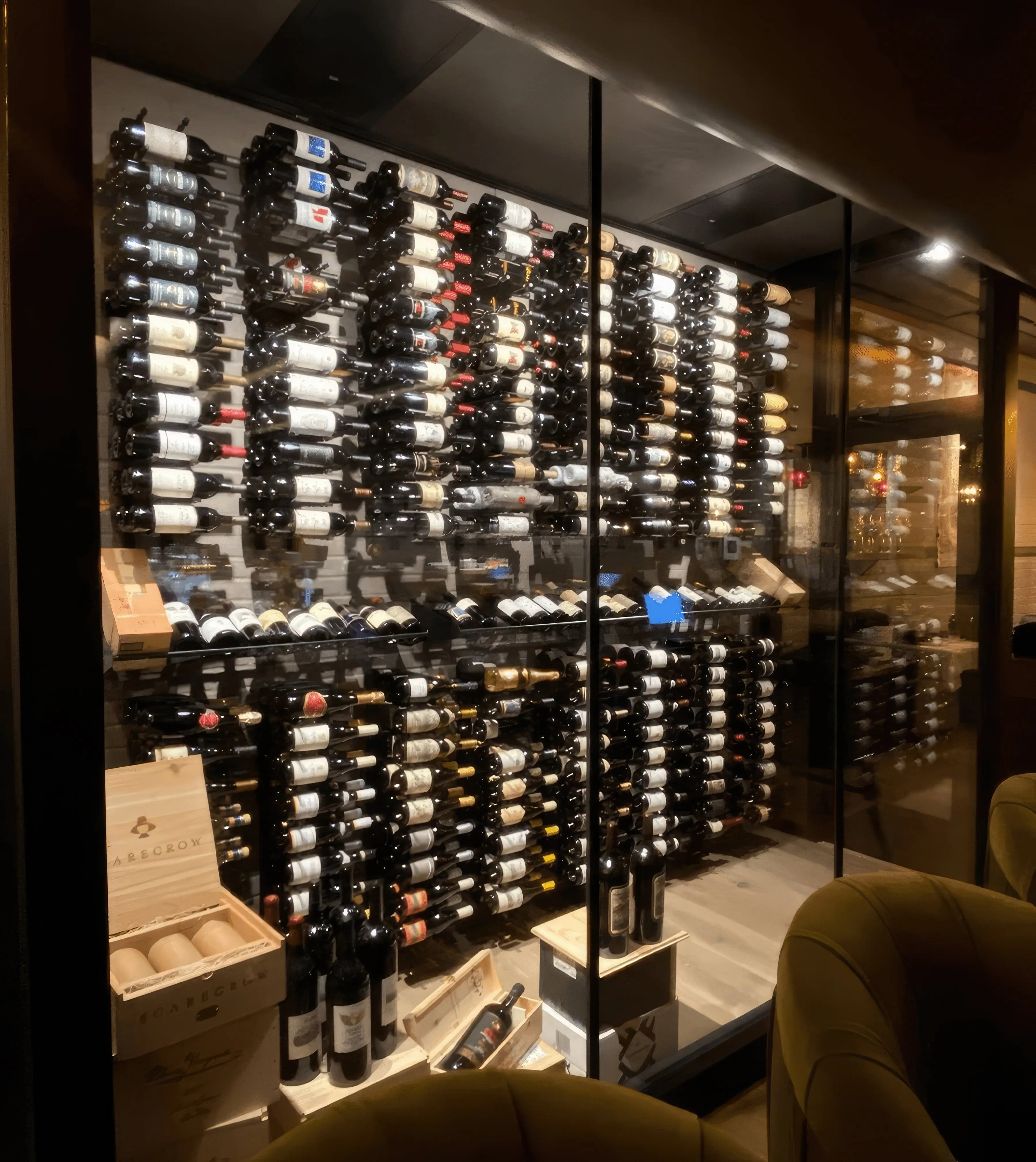 Floor to Ceiling Mounted Wine Rack Display — 2-sided (126 Bottles)