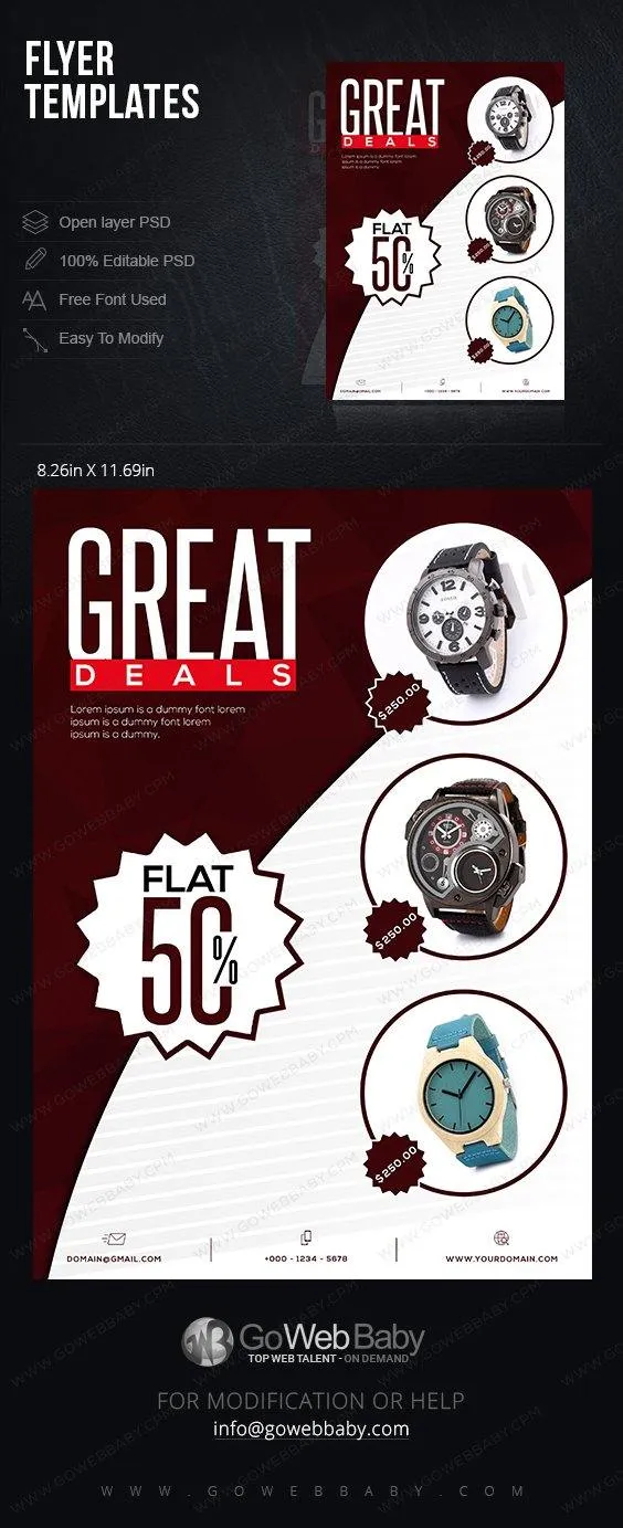 Flyer Templates -Exotic Men's Watches For Website Marketing