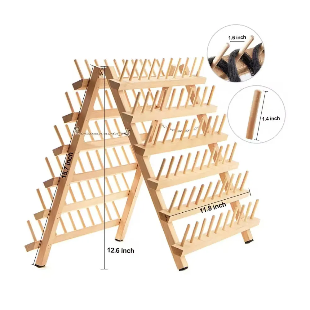 Foldable Wooden Thread Rack: Holds 120 Spools