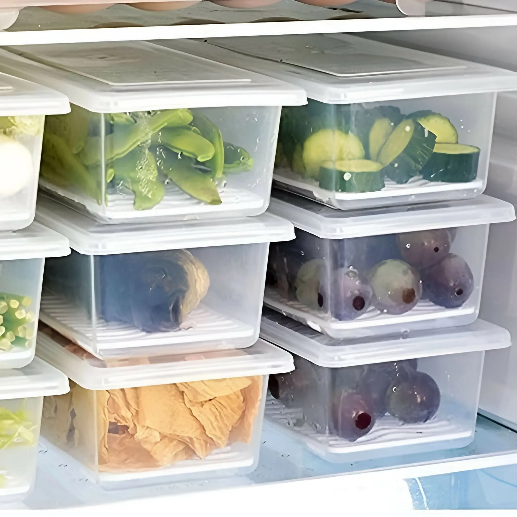 Fridge Organizer Set - 6-Piece with Removable Drain Plates