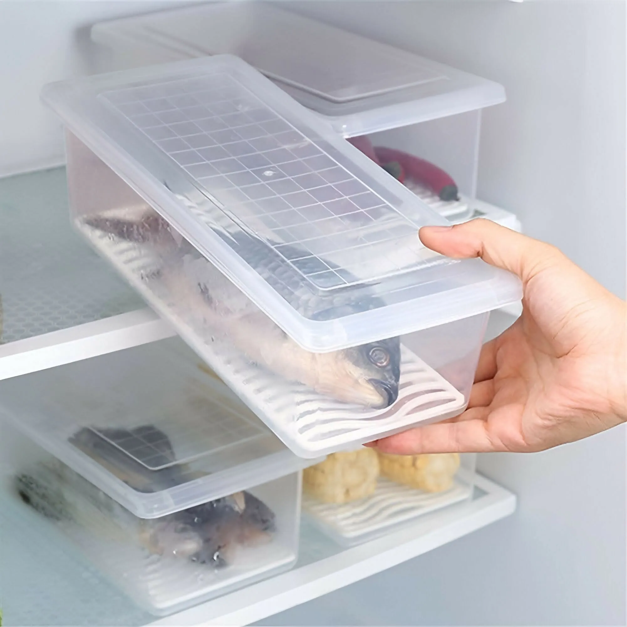 Fridge Organizer Set - 6-Piece with Removable Drain Plates