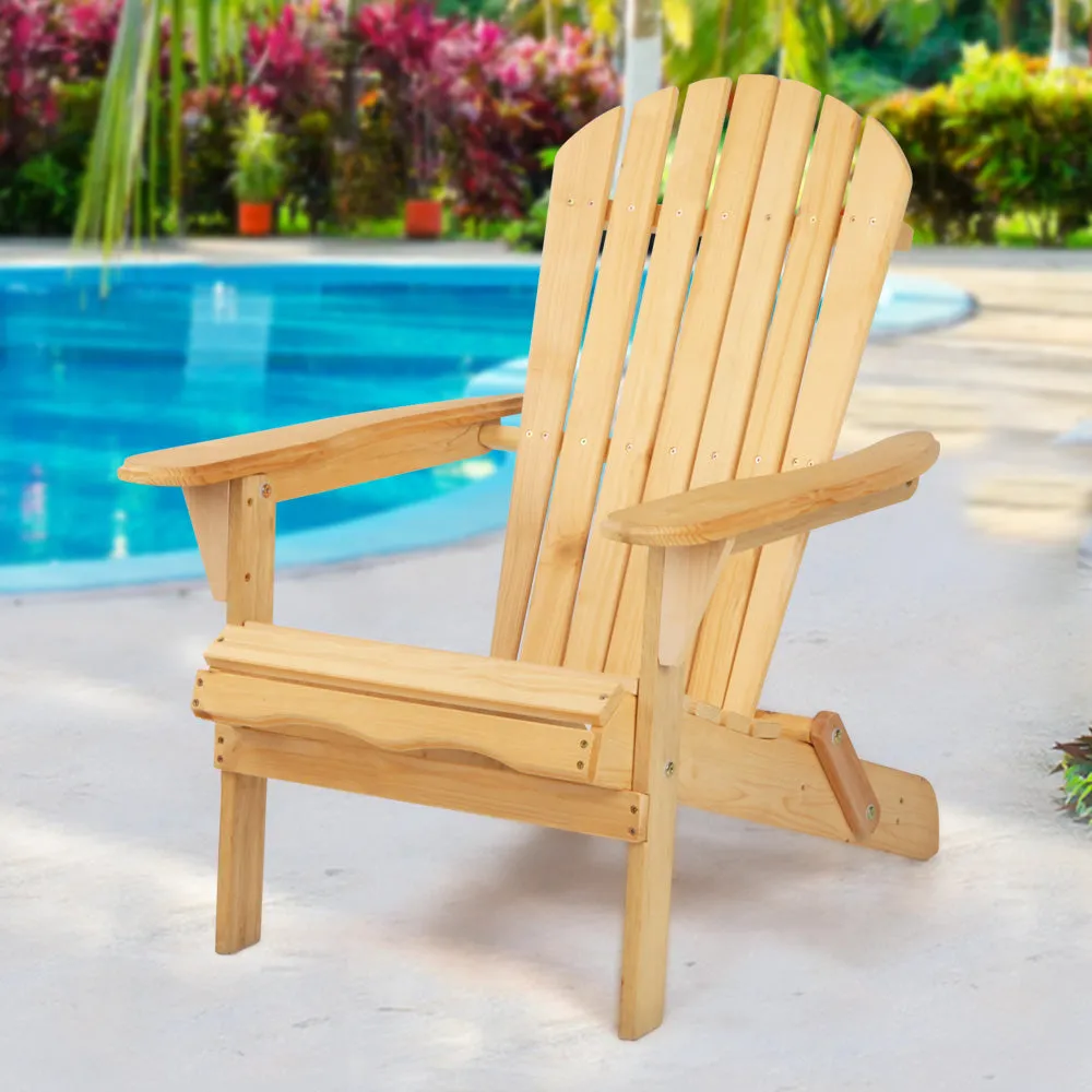 Gardeon Adirondack Outdoor Chairs Wooden Beach Chair Patio Furniture Garden Natural