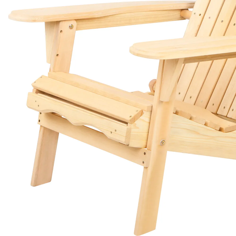 Gardeon Adirondack Outdoor Chairs Wooden Sun Lounge Patio Furniture Garden Natural