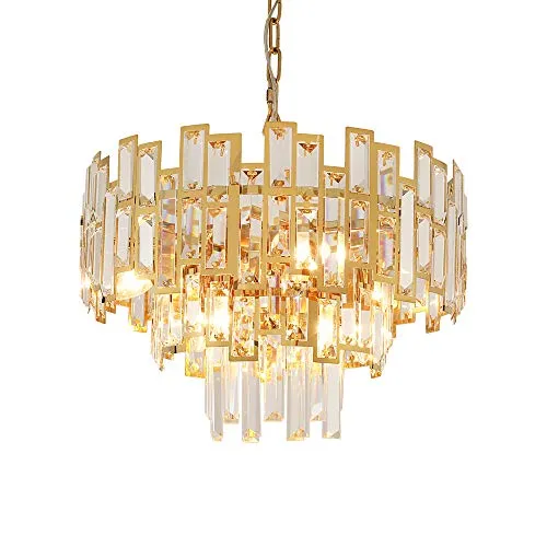 Gold Modern Crystal Chandelier - Light Fixture Lamp 24.5''