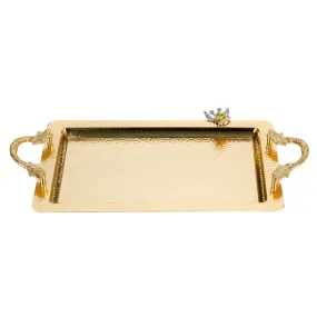 Hammered Design Service Tray, Large, 20.5x12.6 in, Gold