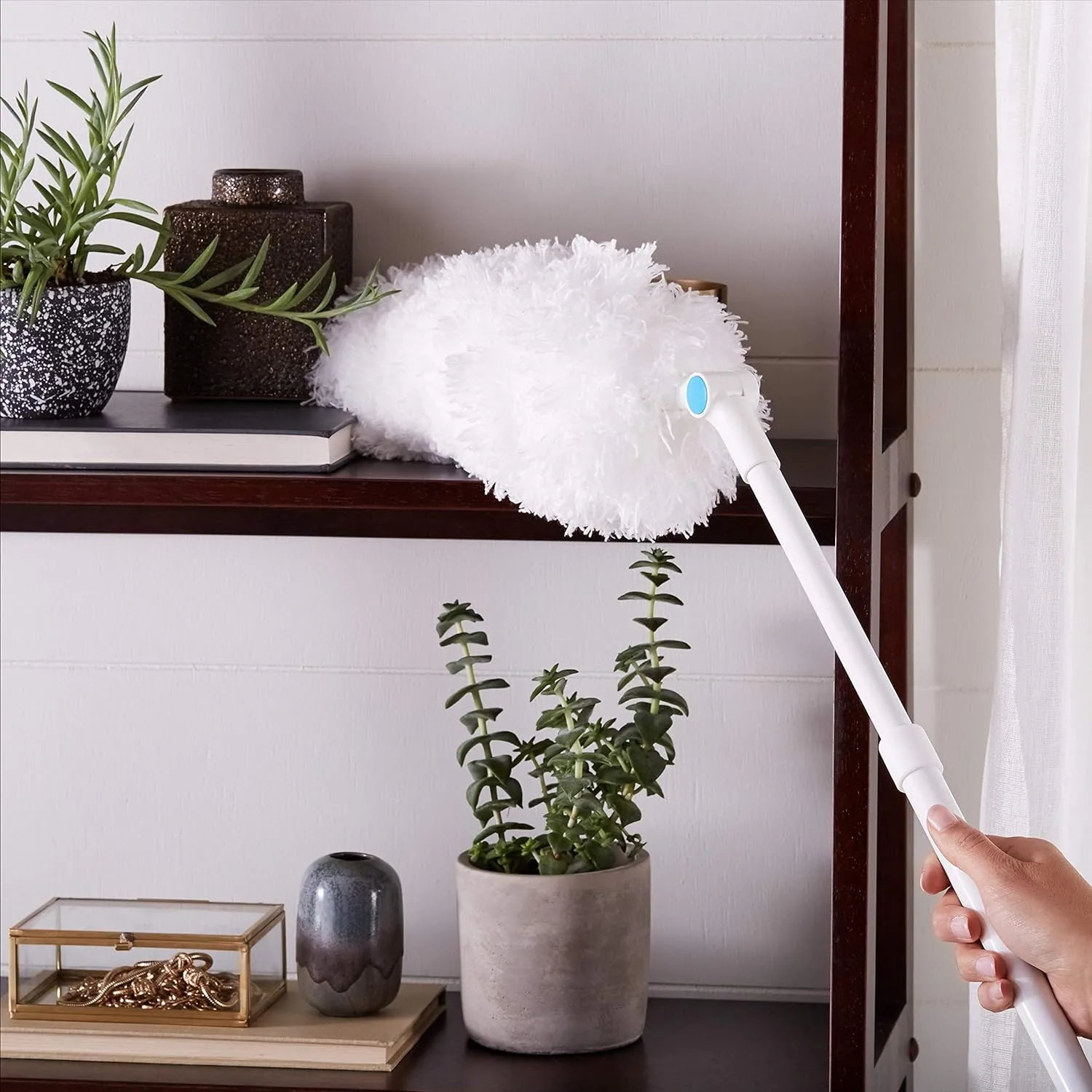 Handheld Duster, Single Pad, Blue & White