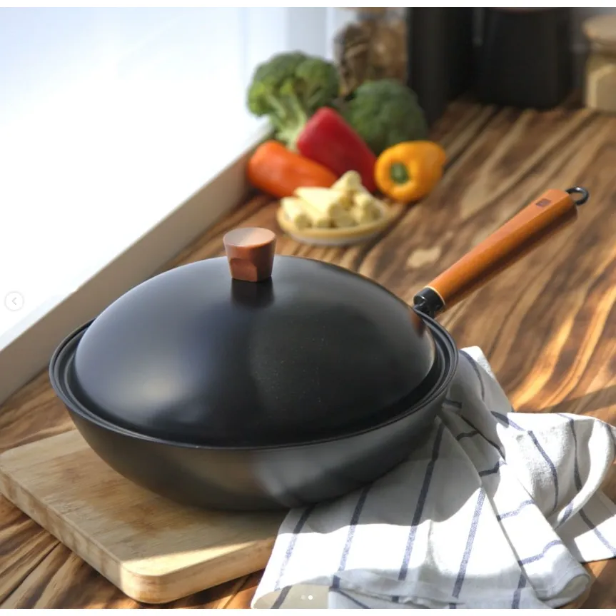 JIA Companion Carbonization Steel Wok with Lid (30cm) JI-JCP310