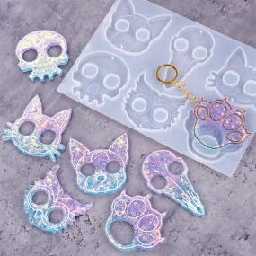 Kawaii Animal Knuckle Dusters Silicone Mold for Resin Art (6 Cavity) | Cute Self Defense Weapon Keychain Making