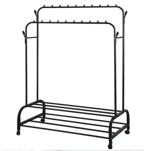 KriShyam® Premium Cloth Rack,Double Storage with Wheels,Space-Saving Design for Home & Office