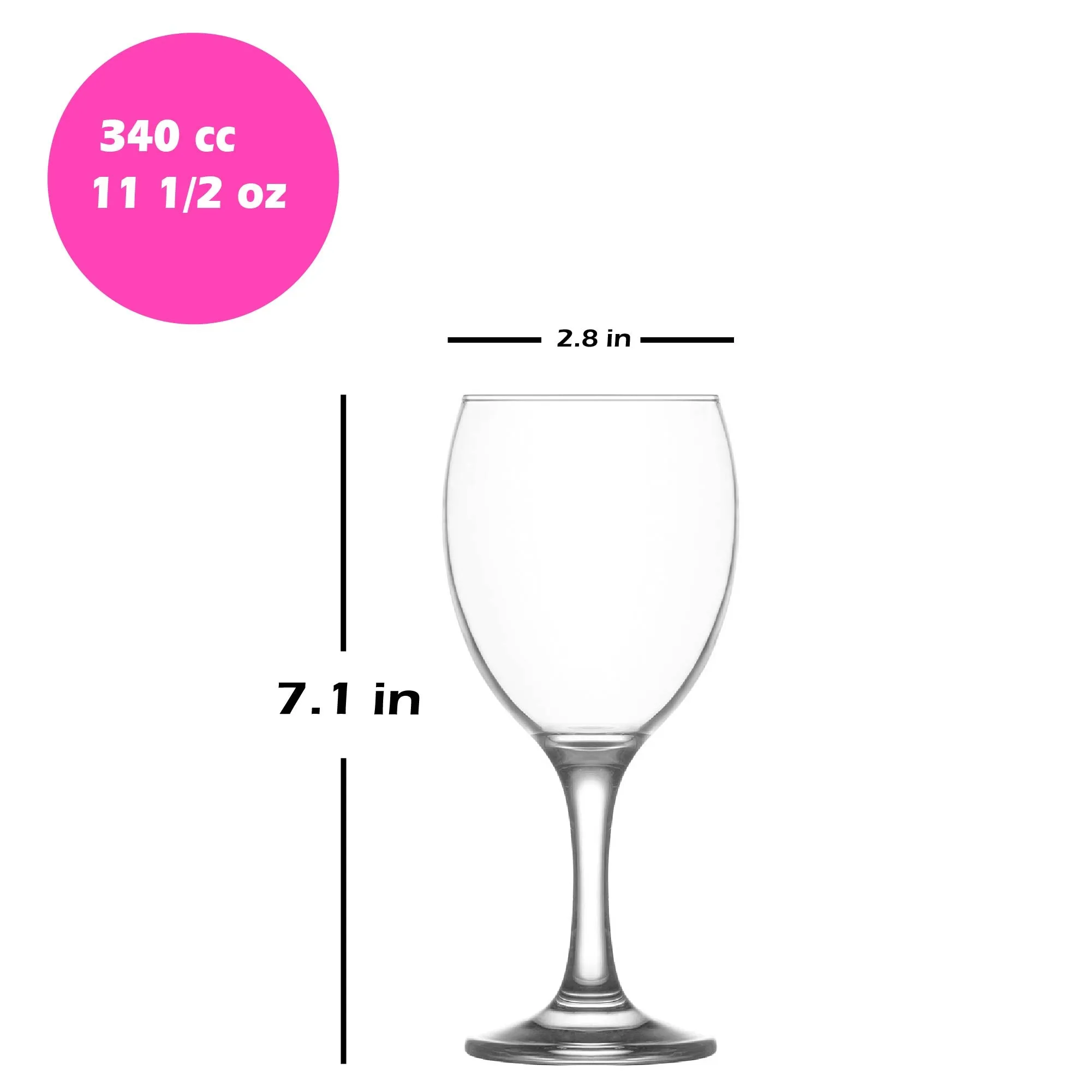 Lav Empire Tulip Wine Glasses, 6 Pcs, 11.5 Oz (340 cc)