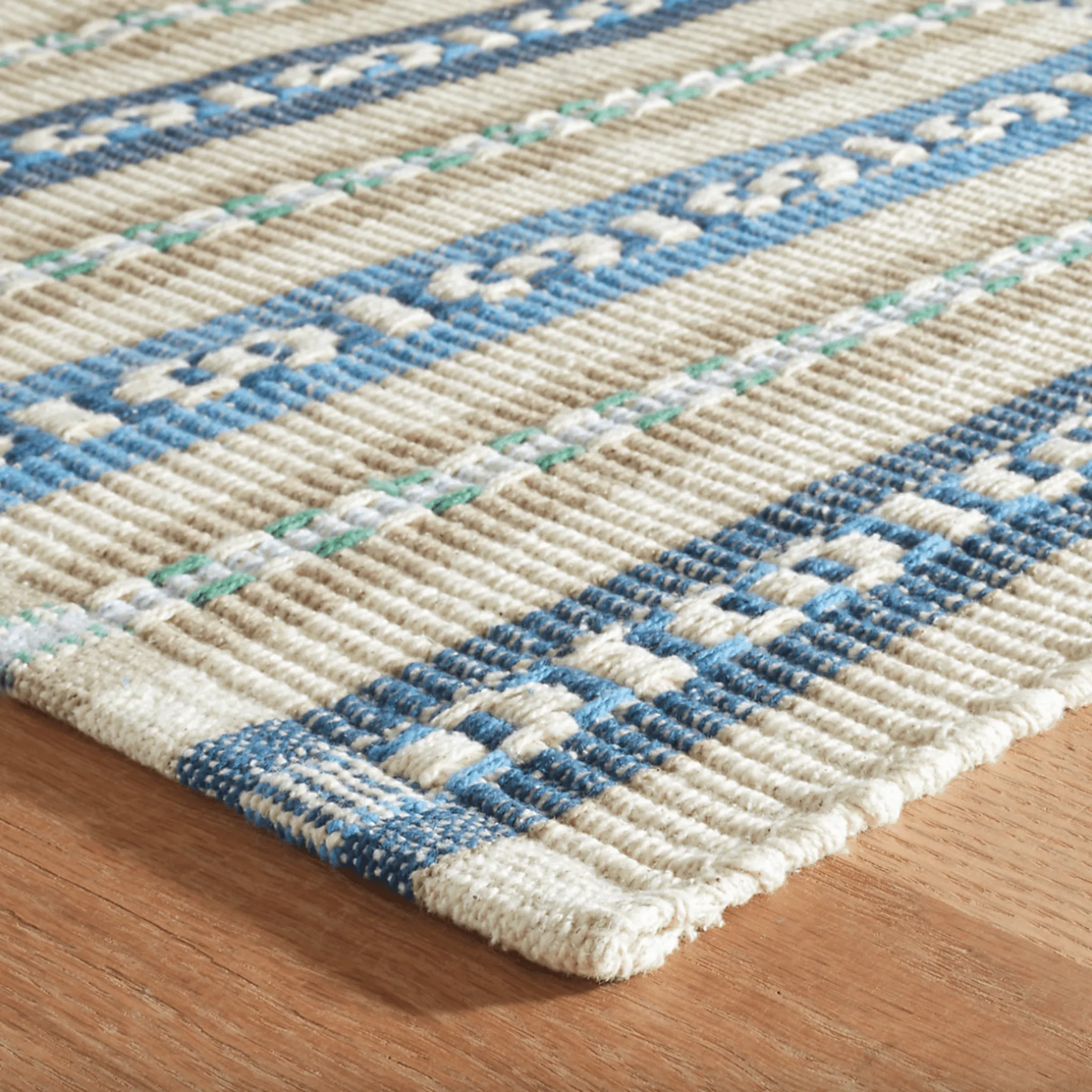 Long Slade Indigo Handwoven Cotton Rug