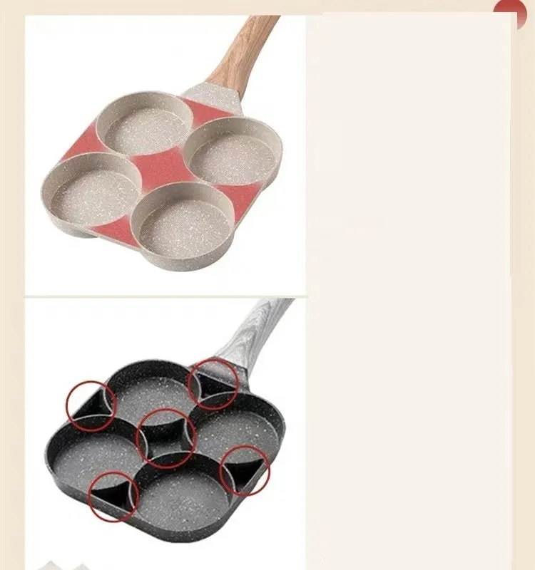 Medical Stone Non-stick Pan Egg Hamburger Four-hole Frying Pan Flat Bottom Induction Cooker Universal Mini Omelette Pan