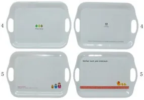 Melamine coated tray, 4 assort, 10.2 x 14.2 in