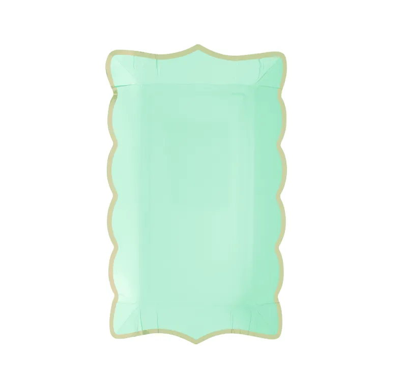 Mint Green Rectangular Trays, 9 Inches, 4 Count