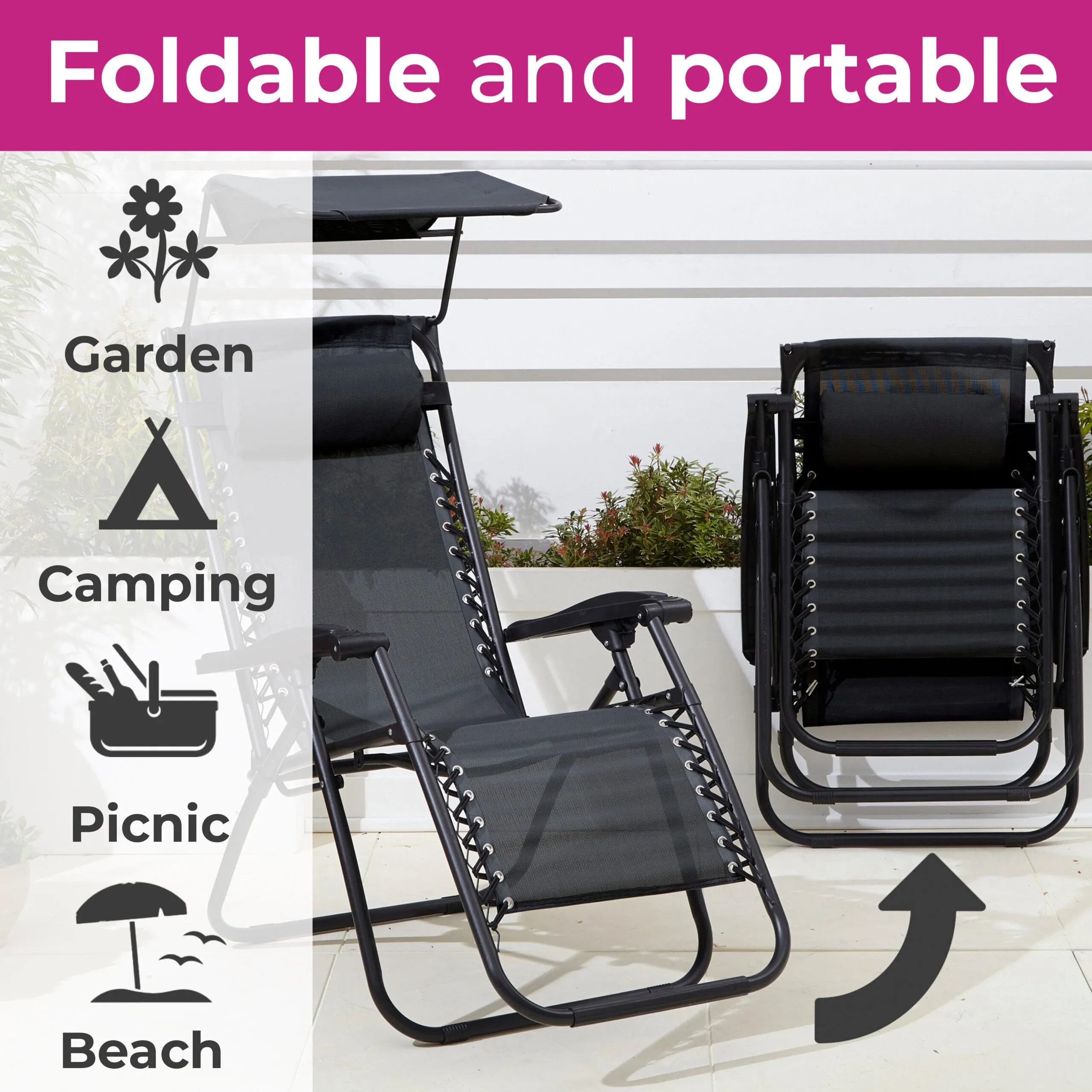 Neo Grey Folding Portable Zero Gravity Chairs and Table Set