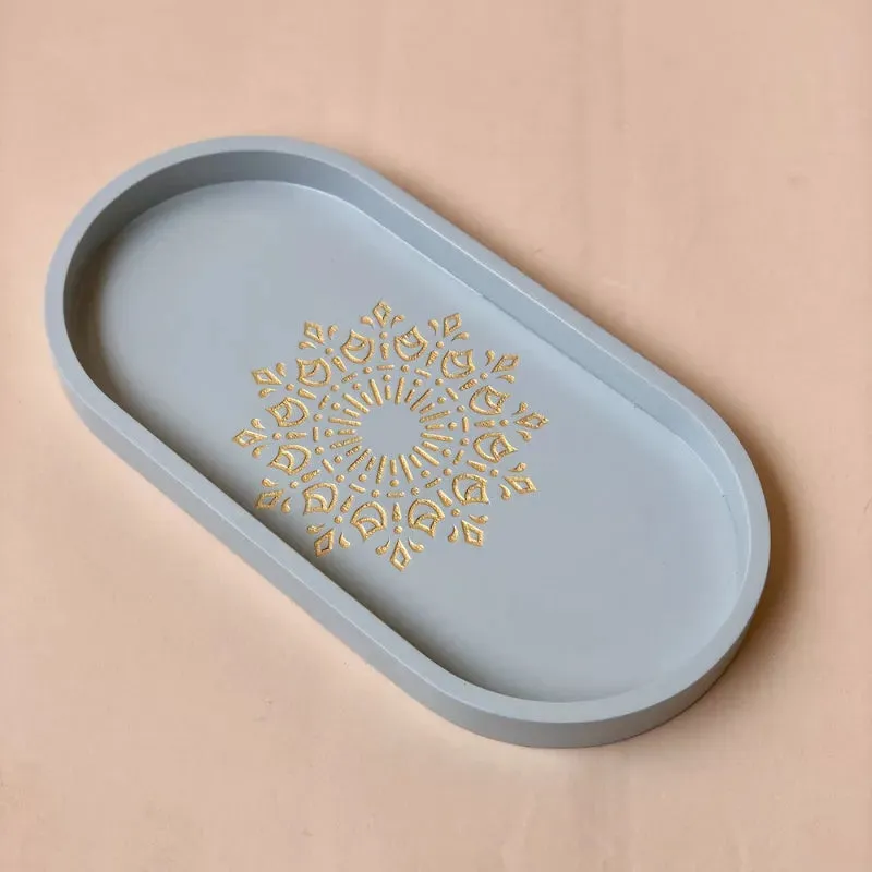 Pebble Grey Oval Tray | Multiple Sizes | 11 x 6 x 1 inches